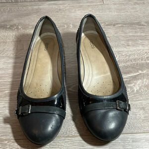 ECCO Ballet Flats Black Slip-On Shoes Snakeskin Patent Leather Sz US 9/9…